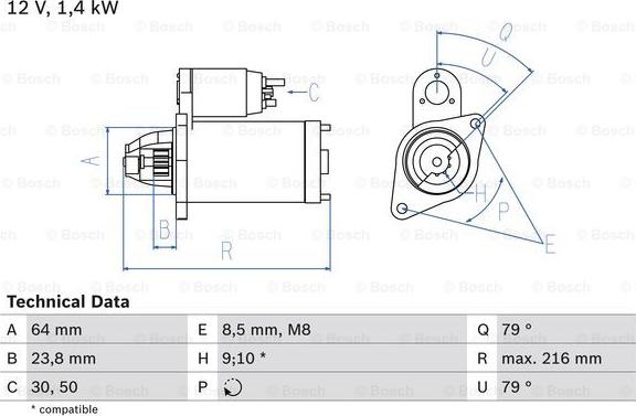 BOSCH 0 986 022 730 - Стартер autocars.com.ua