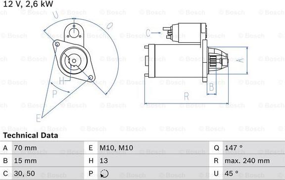 BOSCH 0 986 024 530 - Стартер avtokuzovplus.com.ua