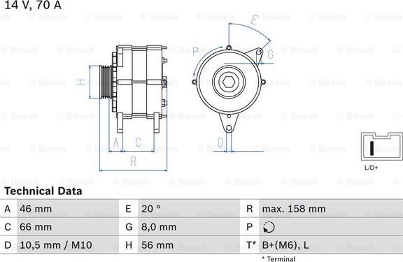 BOSCH 0 986 036 851 - Генератор autocars.com.ua