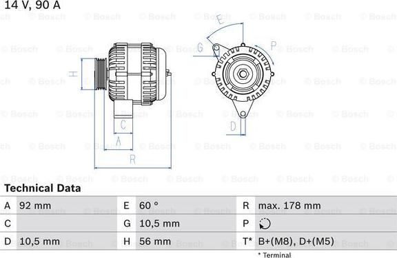 BOSCH 0 986 039 750 - Генератор autocars.com.ua