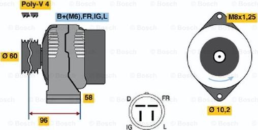 BOSCH 0 986 040 910 - Генератор autocars.com.ua