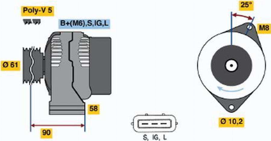 BOSCH 0 986 043 031 - Генератор autocars.com.ua