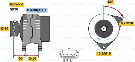 BOSCH 0 986 044 521 - Генератор avtokuzovplus.com.ua