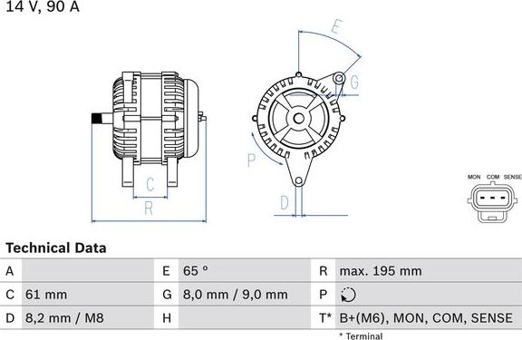 BOSCH 0 986 044 651 - Генератор autocars.com.ua