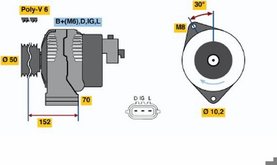 BOSCH 0986044731 - Генератор autocars.com.ua