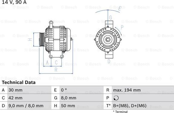 BOSCH 0 986 045 181 - Генератор BOSCH autocars.com.ua