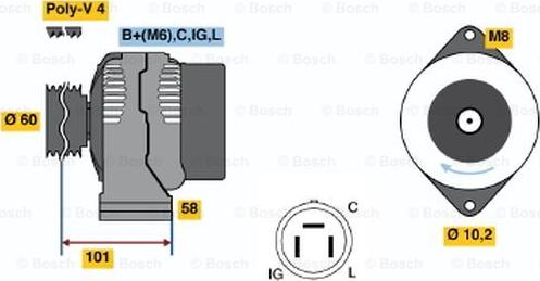 BOSCH 0 986 045 911 - Генератор avtokuzovplus.com.ua