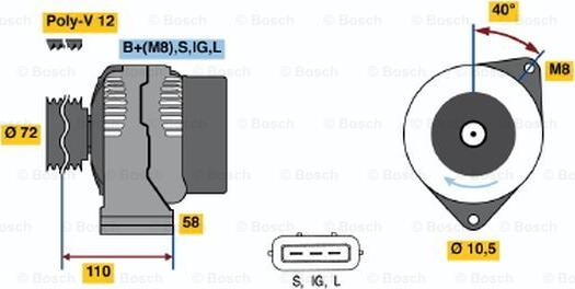 BOSCH 0 986 046 040 - Генератор autocars.com.ua