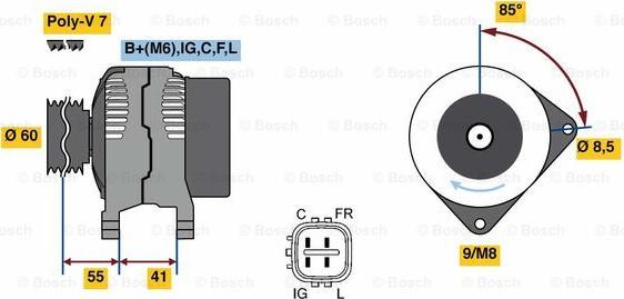 BOSCH 0 986 080 730 - Генератор avtokuzovplus.com.ua