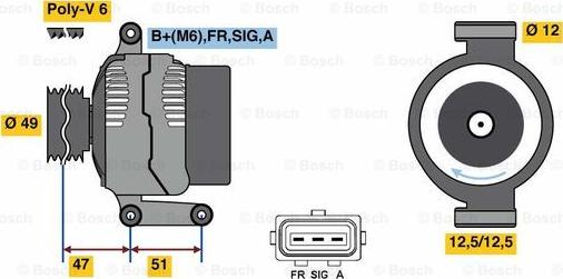 BOSCH 0 986 080 750 - Генератор avtokuzovplus.com.ua