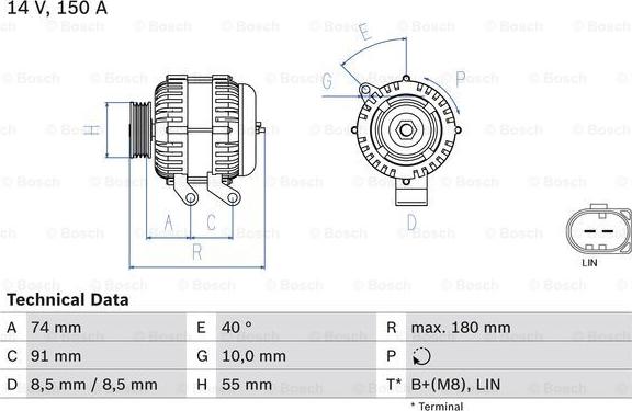 BOSCH 0 986 080 810 - Генератор autocars.com.ua