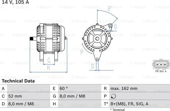 BOSCH 0 986 081 090 - Генератор autocars.com.ua