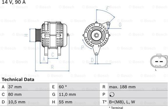 BOSCH 0 986 081 360 - Генератор avtokuzovplus.com.ua