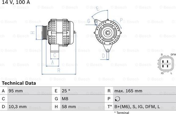 BOSCH 0 986 082 010 - Генератор autocars.com.ua