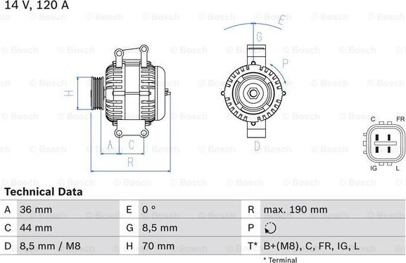 BOSCH 0 986 082 050 - Генератор autocars.com.ua