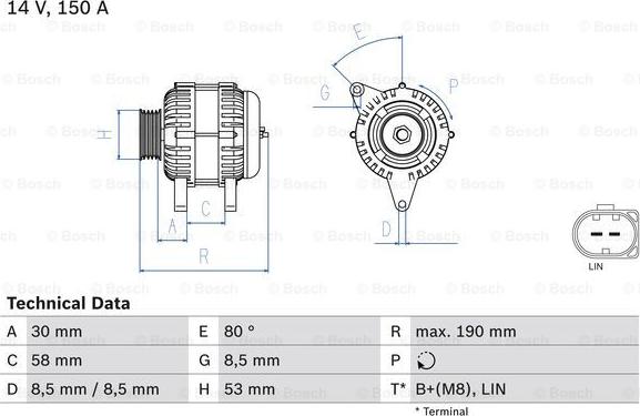 BOSCH 0 986 082 160 - Генератор autocars.com.ua