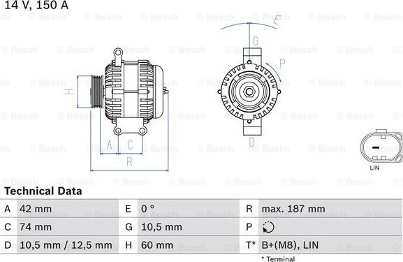 BOSCH 0 986 082 330 - Генератор autocars.com.ua