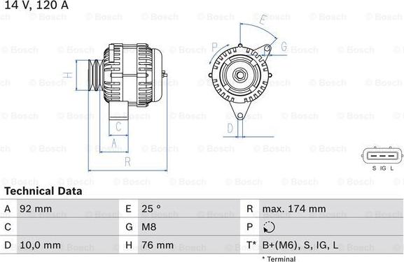 BOSCH 0 986 082 780 - Генератор autocars.com.ua