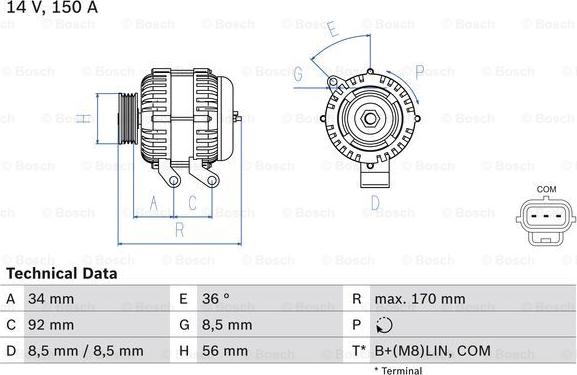 BOSCH 0 986 083 070 - Генератор autocars.com.ua