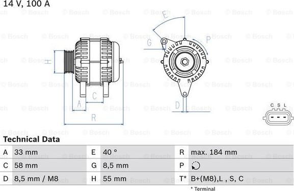 BOSCH 0 986 084 020 - Генератор autocars.com.ua