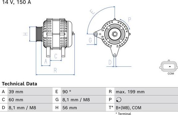 BOSCH 0 986 084 070 - Генератор autocars.com.ua