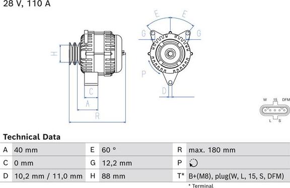 BOSCH 0 986 085 280 - Генератор autocars.com.ua