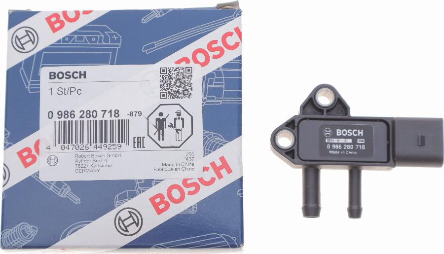 BOSCH 0 986 280 718 - Датчик, тиск вихлопних газів autocars.com.ua