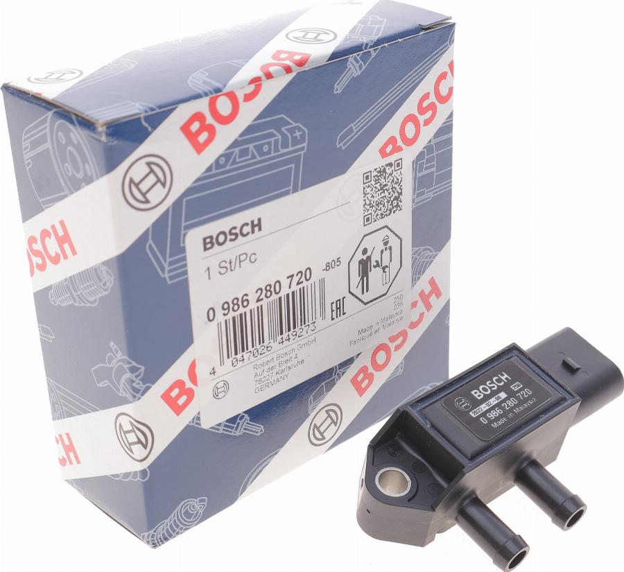 BOSCH 0 986 280 720 - Датчик, тиск вихлопних газів autocars.com.ua