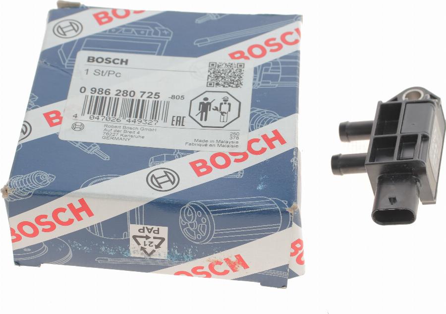 BOSCH 0 986 280 725 - Датчик, давление выхлопных газов avtokuzovplus.com.ua