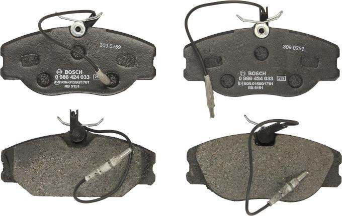 BOSCH 0 986 424 033 - Гальмівні колодки, дискові гальма autocars.com.ua