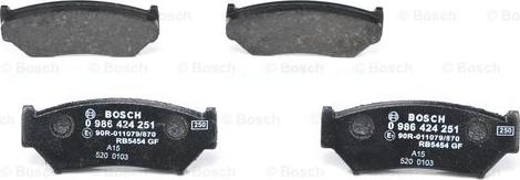 BOSCH 0 986 424 251 - Гальмівні колодки, дискові гальма autocars.com.ua