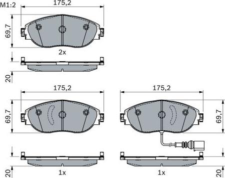 BOSCH 0 986 424 285 - Гальмівні колодки, дискові гальма autocars.com.ua