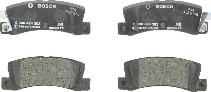 BOSCH 0 986 424 383 - Гальмівні колодки, дискові гальма autocars.com.ua