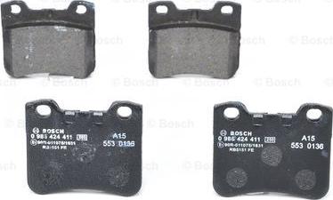 BOSCH 0 986 424 411 - Тормозные колодки, дисковые, комплект autodnr.net