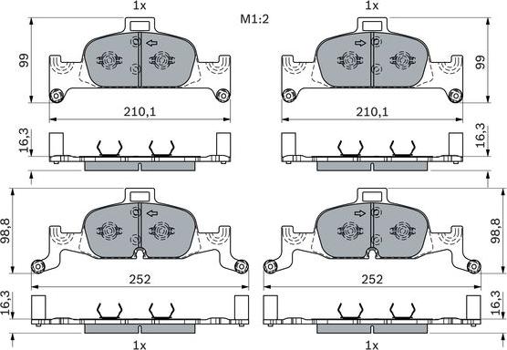 BOSCH 0 986 424 432 - Тормозные колодки, дисковые, комплект avtokuzovplus.com.ua