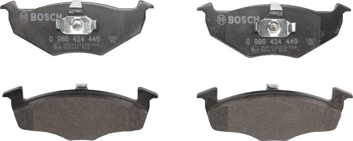 BOSCH 0 986 424 449 - Гальмівні колодки, дискові гальма autocars.com.ua
