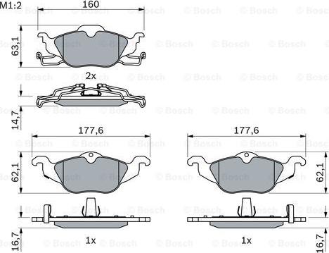 BOSCH 0 986 424 456 - Гальмівні колодки, дискові гальма autocars.com.ua