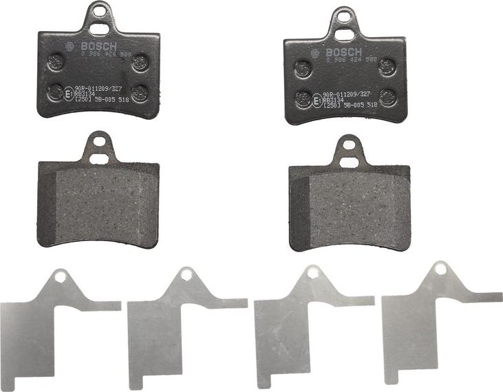 BOSCH 0 986 424 580 - Гальмівні колодки, дискові гальма autocars.com.ua