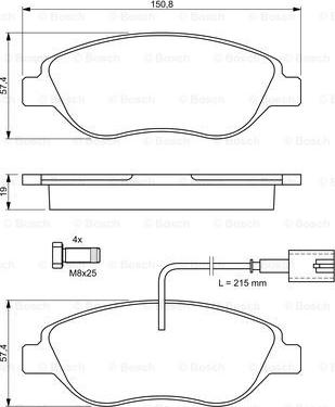 BOSCH 0 986 424 595 - Тормозные колодки, дисковые, комплект avtokuzovplus.com.ua