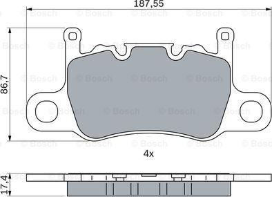 BOSCH 0 986 424 605 - Гальмівні колодки, дискові гальма autocars.com.ua