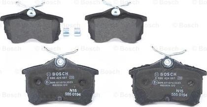 BOSCH 0 986 424 661 - Гальмівні колодки, дискові гальма autocars.com.ua