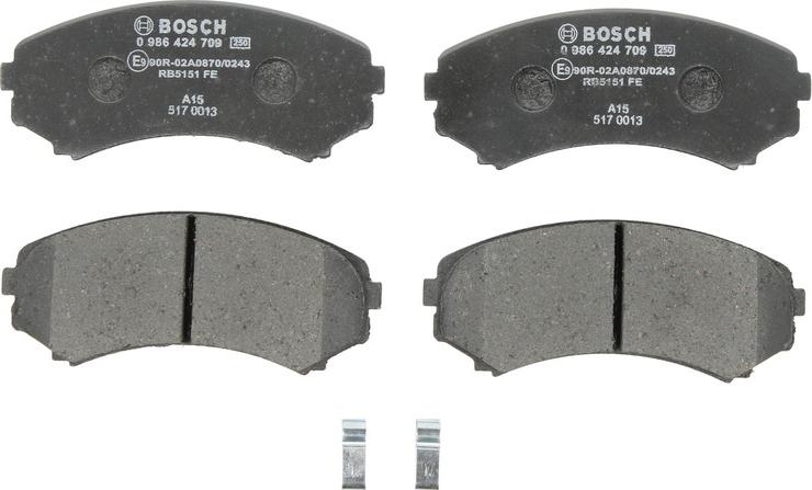 BOSCH 0 986 424 709 - Гальмівні колодки, дискові гальма autocars.com.ua