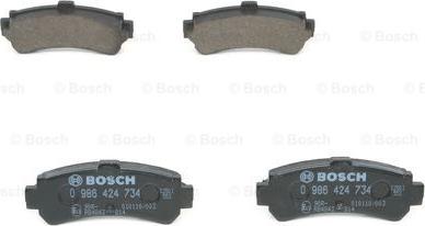 BOSCH 0 986 424 734 - Гальмівні колодки, дискові гальма autocars.com.ua