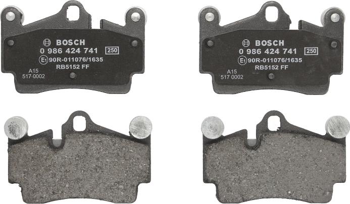 BOSCH 0 986 424 741 - Гальмівні колодки, дискові гальма autocars.com.ua