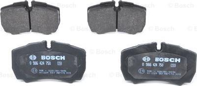 BOSCH 0 986 424 750 - Тормозные колодки, дисковые, комплект avtokuzovplus.com.ua