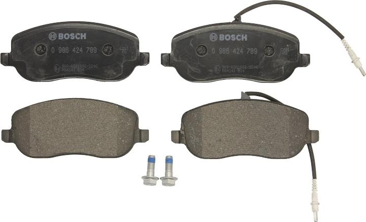 BOSCH 0 986 424 789 - Гальмівні колодки, дискові гальма autocars.com.ua