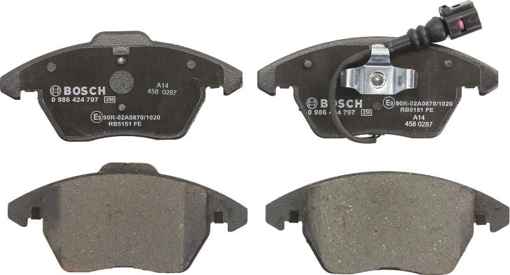 BOSCH 0 986 424 797 - Гальмівні колодки, дискові гальма autocars.com.ua