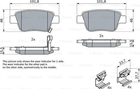 BOSCH 0 986 424 798 - Гальмівні колодки, дискові гальма autocars.com.ua