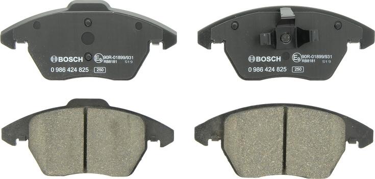BOSCH 0 986 424 825 - Гальмівні колодки, дискові гальма autocars.com.ua