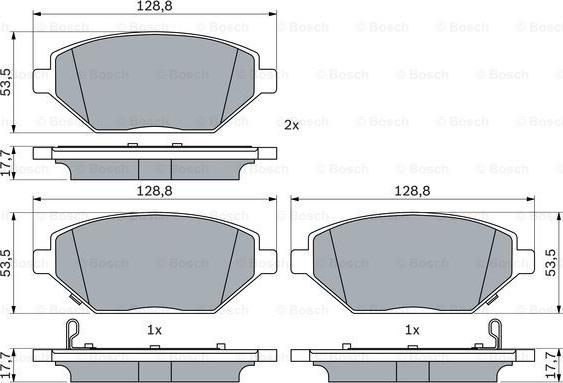 BOSCH 0 986 424 843 - Гальмівні колодки, дискові гальма autocars.com.ua